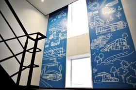 施工した建物・構造物をイメージし描かれています