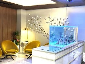 熱帯魚を観賞しながらリラックスできる待合室です