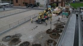 地盤改良工事 建柱車 住宅現場