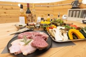 大型鉄板グリルによる高級ステーキ