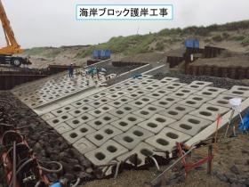海岸ブロック護岸工事