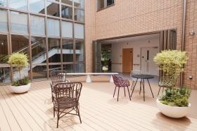 太陽の光が差し込む中庭