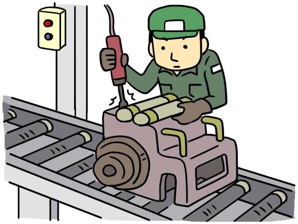自動車部品の検査や組立やスポット溶接（溶接資格）