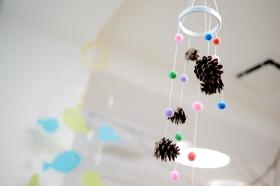 装飾には自然物を採用し、室内でも本物に触れる体験を。