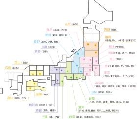 営業所所在地（６４ヶ所）です
