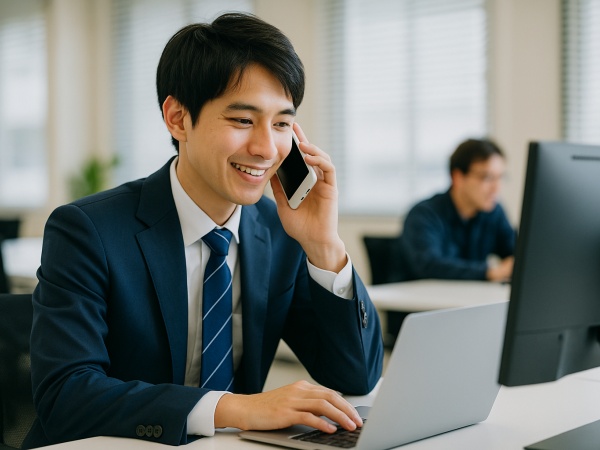 企業担当者とのやり取りが中心。訪問調整や海外出張のアレンジなどもあり、調整力や会話力を発揮できる仕事です。