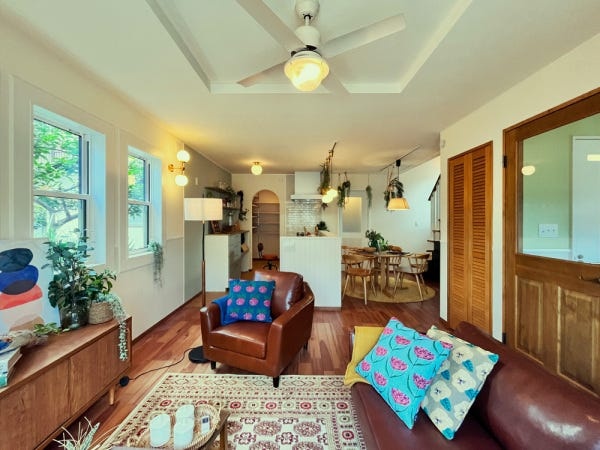 こちらはオリジナル建築シリーズ「わが家」のインテリア。間取りやインテリアも全て社内で決めています。