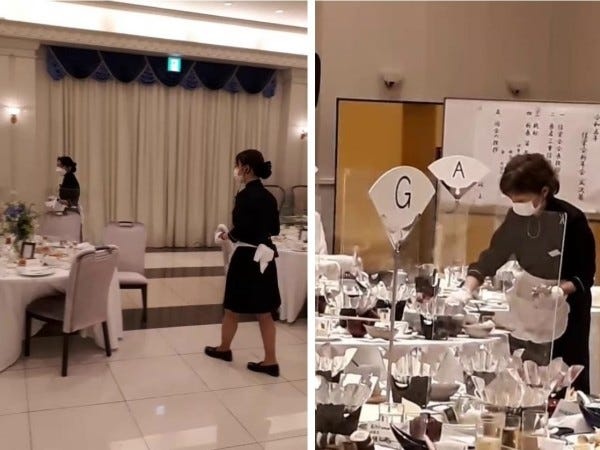 お客様が帰られた後は、後片付けをします。